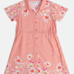 MINI KLUB Floral Printed Shirt Collar Cotton A-Line Dress-picture-37