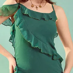 STYLECAST X KASSUALLY Ruffled Georgette A-Line Dress image 5