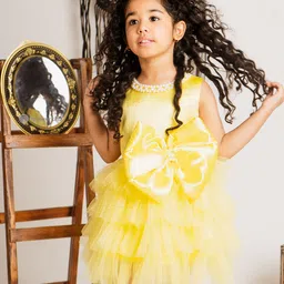 Foreverkidz Girls Abstract Printed Round Neck Flared Net A-Line Dress image 2