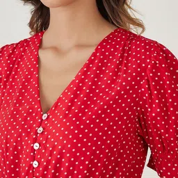 JEFF COOPER Polka Dot Printed Puff Sleeve Fit & Flare Dress image 2