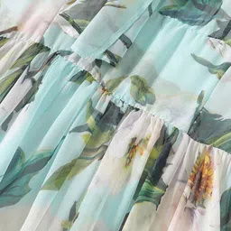 JC Collection Green & Blue Floral Printed Maxi Fit & Flare Dress image 2