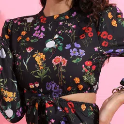 Tokyo Talkies Women Black Cutout Bow Mini Dress image 2