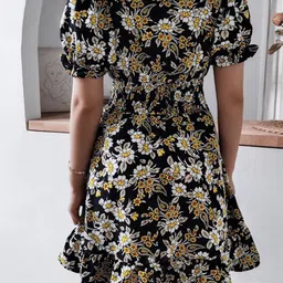 StyleCast Floral Printed Puff Sleeve Fit & Flare Dress image 2