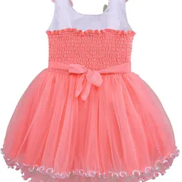 Wish Karo Girls Peach-Coloured & White Net Dress image 3