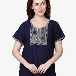 Sand Dune Navy Blue Printed Maxi Nightdress image 4