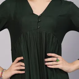 aayu V-Neck Cuffed Sleeves Tiered Flared Maxi Dress image 2