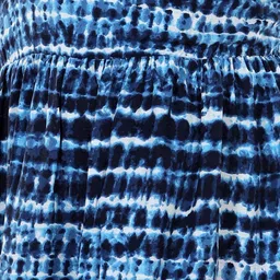 StyleStone Girls Blue & White Tie & Dye Printed Smocked Tiered Maxi Dress image 3