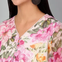 Cantabil Floral Printed V-Neck Chiffon Fit & Flare Midi Dress image 2