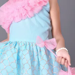 BAESD Girls Embellished Bow Ruffled Net Fit & Flare Midi Dress image 5