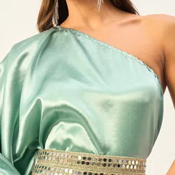 DRAPE AND DAZZLE One Shoulder Straight A-Line Midi Dress image 4