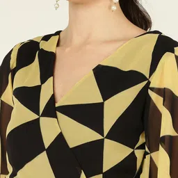 DODO & MOA Printed Puff Sleeve Georgette Wrap Midi Dress image 4