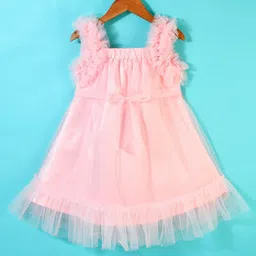 Enfance Girls Square Neck Net A-Line Dress With Headband image 4