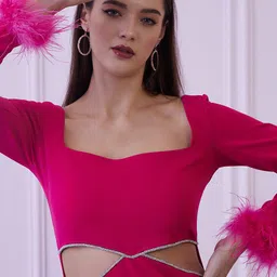 Athena Fuchsia Cut Out Bodycon Dress image 4