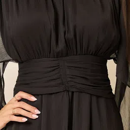 Styli Flared Sleeve Round Neck Maxi Midi Dress image 2