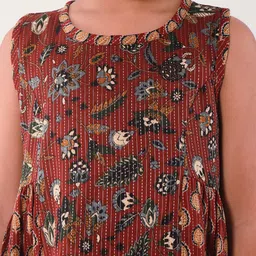 Sangria Girls Floral Printed Pure Cotton A-Line Dress image 2