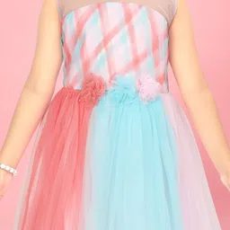 Aarika Girls Colourblocked Sleeveless Net Maxi Dress image 3