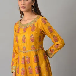 W Yellow Ethnic Motifs Printed Maxi Ethnic Dress image 2