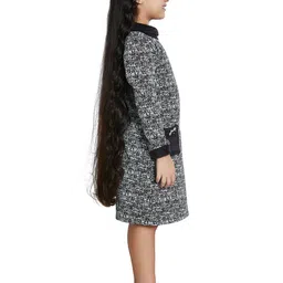 Peppermint Girls Abstract Printed High Neck Applique A-Line Dress image 2