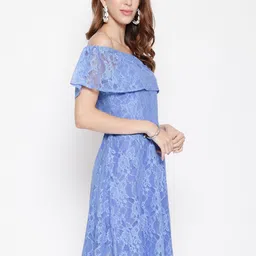 AKIMIA Mauve Off-Shoulder Lace A-Line Dress image 5