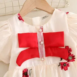 INCLUD Girls Embroidered Puff Sleeve Fit & Flare Dress image 3