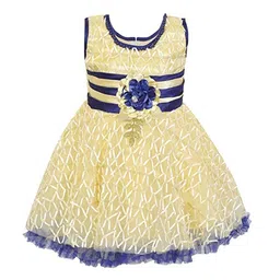 Wish Karo Girls Self Design Corsage Detailed Net Fit & Flare Dress With Jacket image 4