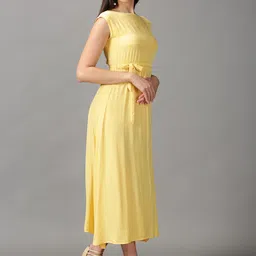 SHOWOFF Yellow Solid Maxi Dress image 3