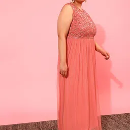 CURVY STREET Embellished Net A-Line Maxi Dress image 3