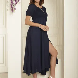 Aawari Puff Sleeve A-Line Empire Midi Dress image 2