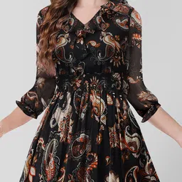 TOOCHKI Floral Print Georgette Fit & Flare Midi Dress image 3