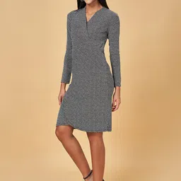 Annabelle by Pantaloons Abstract Printed V-Neck Sheath Dress image 3