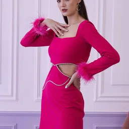 Athena Fuchsia Cut Out Bodycon Dress image 5