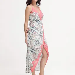 RAREISM  Conversational Print Halter Neck Wrap Maxi Dress image 3