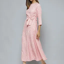 DENNISON Pink Crepe Maxi Midi Dress image 3