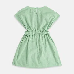 Pantaloons Junior Girls Green Striped Waisted Cotton Dress image 3