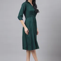 Latin Quarters Cuffed Sleeves Tie Up Shirt Midi Dress image 3