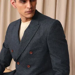 mr bowerbird Men Self Design Double Breasted Casual Blazer image 5