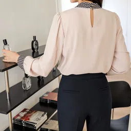 gg style Casual Cuffed Sleeves Printed Women Light Green Top image 2