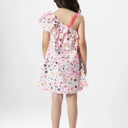 Nauti Nati Girls Floral Printed One Shoulder Ruffled Pure Cotton A-Line Dress image 2