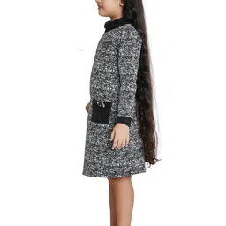 Peppermint Girls Abstract Printed High Neck Applique A-Line Dress image 5