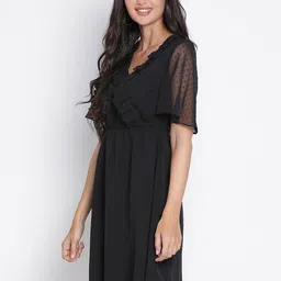 DRAAX Fashions Self Design Gathered A-Line Dress image 2