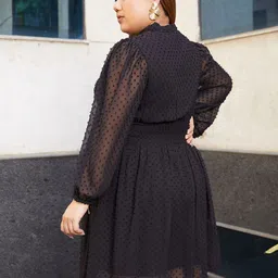 CURVE BY KASSUALLY Puff Sleeve Georgette Fit & Flare Dress image 4