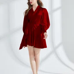 JC Collection V-Neck Puff Sleeve Wrap Dress image 4