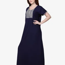 Sand Dune Navy Blue Printed Maxi Nightdress image 3