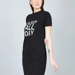 N-Gal Black Printed Nightdress image 4