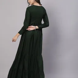 aayu V-Neck Cuffed Sleeves Tiered Flared Maxi Dress image 4