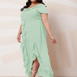 Athena Ample Plus Size Round Neck Regular Sleeves Ruffled Maxi Dress image 3