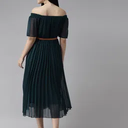 Aarika Off-Shoulder Puff Sleeves Fit & Flare Midi Dress image 4