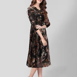 TOOCHKI Floral Print Georgette Fit & Flare Midi Dress image 4