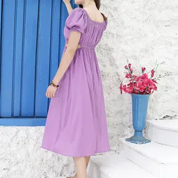 Sera Purple Fit & Flare Cut Out Midi Dress image 4