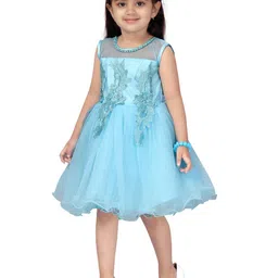Aarika Turquoise Blue Embellished Net Dress image 3